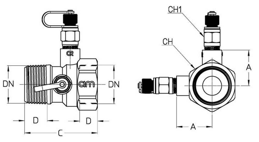 Расходомер диафрагменный Cimberio Cim 721 1/2″ Ду15 Ру20 корпус - латунь CW602N-M, присоединение - наружняя-внутренняя резьба