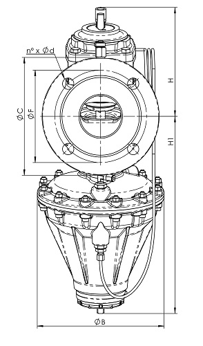 Клапан балансировочный Giacomini R206CF-LOW Ду125 Ру16 Рп20-80 автоматический, фланцевый, Kvs104.6 м3/ч, регулируемый перепад давления 20-80 кПа, в комплекте с импульсной трубкой, корпус - чугун